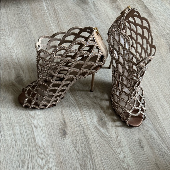 Sergio Rossi Swarovski Crystal Mermaid High Heel Caged Booties size 39/ US 9 - Picture 9 of 9